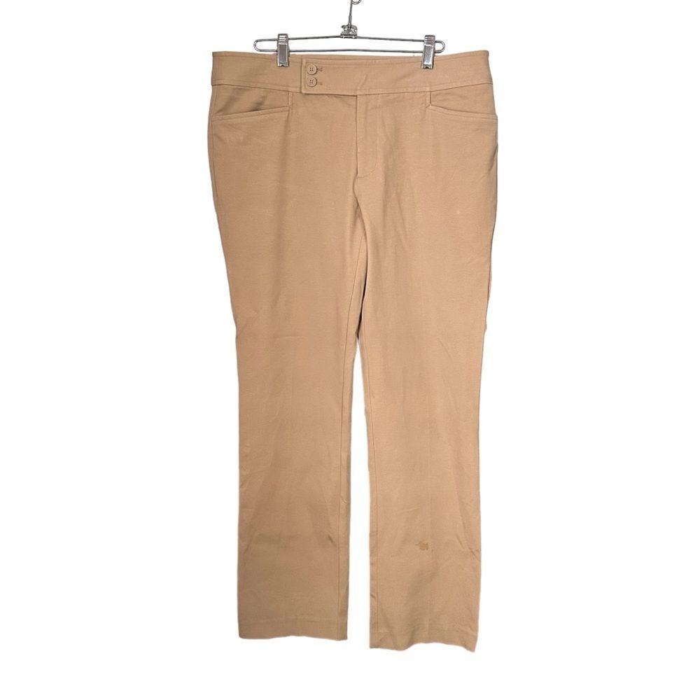 Chaps Womens Sz 12 Khaki Tan Mid Rise Chino Pants Cotton Blend Straight Leg